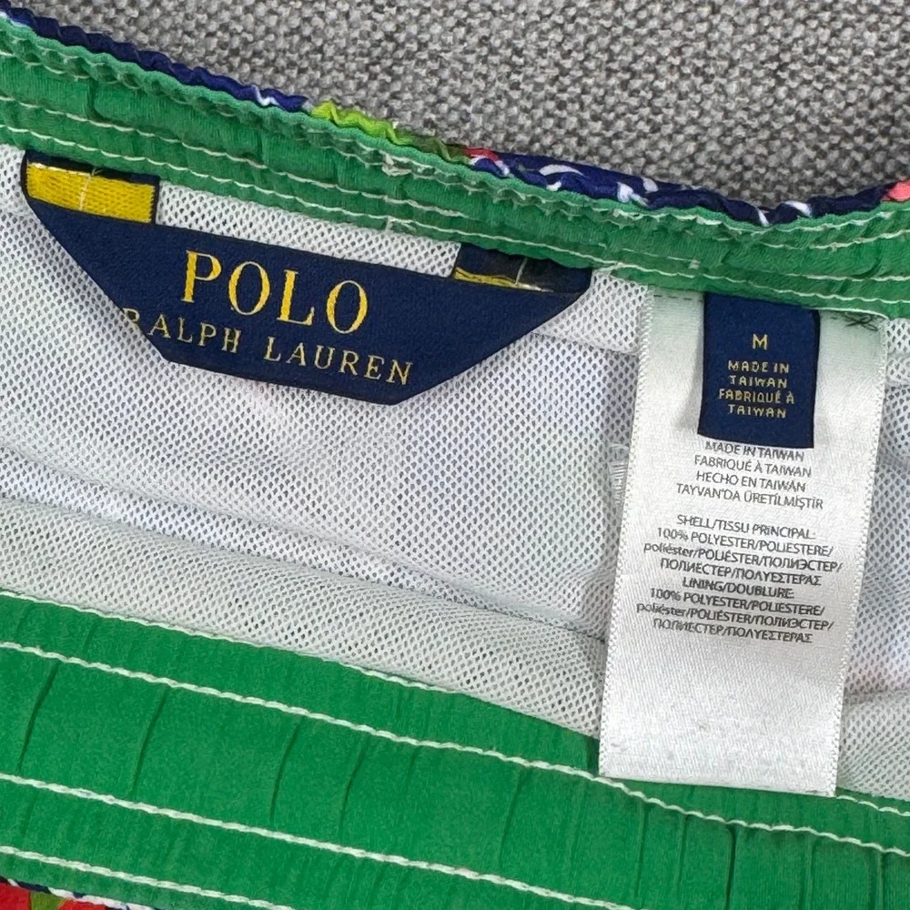 Polo Ralph Lauren Mens Floral Swim Trunks Blue Tropical Hibiscus Shorts Size M
